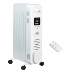 HOMCOM 1500W Oil Filled Electric Space Heater Radiator w/ Timer & Remote Control, White