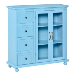 HOMCOM Storage Cabinet Buffet Sideboard with 4 Drawers and Glass Door Cupboard