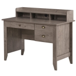 HOMCOM Computer Table Writing Desk with Hutch 3 Drawers, Open Cabinets, Top Shelf, Wide Tabletop, Cable Management - Grey