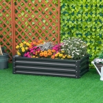 Outsunny 4' x 2' x 1' Raised Garden Bed, Color Steel Planter Box for Vegetables, Flowers, Herbs, Grey