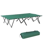 Outsunny Portable Wide Folding Elevated Bed Camping Cot for Adults with Easy Carry Bag & Durable Fabric, Green