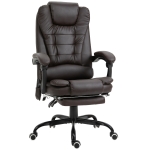 Vinsetto High Back Massage Office Chair with 7-Point Vibration Heating Function Reclining Back and Adjustable Height with Lumbar Support Headrest Footrest - Brown