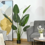 HOMCOM 5FT Artificial Banana Tree Faux Decorative Plant in Nursery Pot for Indoor Outdoor Décor