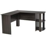 HOMCOM L-Shaped Computer Desk, Laptop Workstation with Return and 2 Storage Shelves for Home Office, Dark Brown