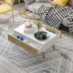 HOMCOM Coffee Table w/ 4 Drawers for Living Room, Reception Room, Cocktail Table, Sofa Table, Graceful Functional Table, Natural Wood