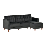 HOMCOM Modern Sofa bed Reversible Sectional Sofa Set Velvet-Touch Sleeper Futon