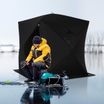 Outsunny 4 Person Waterproof Insulated Portable Pop-Up Ice Fishing Shelter With 2 Doors - Black