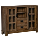 HOMCOM Kitchen Sideboard, Glass Door Buffet Cabinet, Server Cupboard with Storage Drawers & Adjustable Shelves for Living Room, Walnut