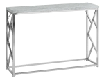 Monarch 44" Contemporary Polished Chrome Metal Frame Accent Hall Sofa Console Table - Grey Cement-Look Finish