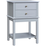 HOMCOM Modern End Table w/ 2 Storage Drawers & Bottom Shelf for Living Room, Light Grey