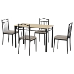HOMCOM 5 Piece Dining Set 1 Table 4 Chairs for Home Kitchen with Padded Seat - Metal Frame