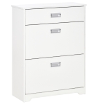 HOMCOM 3-Drawer Shoe Cabinet Modern Storage Rack with 2 Flip Doors, Adjustable Shelf, Freestanding Organizer for Hallway, Holds 16 Pairs Shoe, White