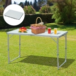 Outsunny 4ft Garden Camping Table Picnic BBQ Desk Adjustable Foldable with Carrying Handle Silver