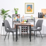 HOMCOM Modern Dining Chairs Upholstered Linen-Touch Fabric Armless Accent Chairs, Set of 2 with Steel Legs, Grey