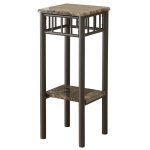 Monarch 28" Modern Marble-look Top Bronze Metal Frame Plant Stand Side Accent Table - Cappuccino Brown Finish