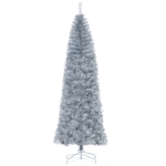 HOMCOM 7ft Artificial Pop-Up Holiday Pencil Christmas Tree Xmas Home Decoration Silver