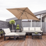 Outsunny 6.5x10ft Rectangle Aluminum Tilt Patio Umbrella Garden Market Parasol Outdoor Sunshade Canopy with Crank, Tan