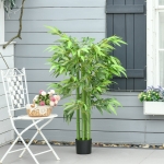 HOMCOM 4.5FT Artificial Bamboo Tree Faux Decorative Plant in Nursery Pot for Indoor Outdoor Décor