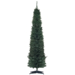 HOMCOM 7ft PVC Unlit Slim Pencil Hinged Artificial Noble Fir Christmas Tree with Metal Stand 499 Branch Tips - Green