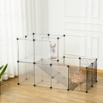 PawHut Portable Plastic Yard Fence Tent Pet Playpen, DIY Small Animal Cage, Two-Storey Crate Kennel, for Rabbit Chinchilla Hedgehog Guinea Pig