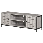 HOMCOM 60" Industrial TV Stand Media Console Table w/ Storage Shelf, Oak