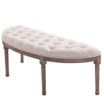 HomCom Tufted Half Circle Ottoman Bench Seat - Off White