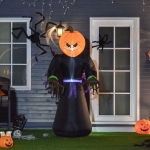 HOMCOM 6.9ft Tall Inflatable Halloween Pumpkin Reaper Light Up Yard Decoration with LED Lights and Fan(c-2)