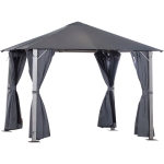 Outsunny 10' x 10' Soft Top Outdoor Pergola Canopy Gazebo with Beautiful Wood-Grain Finish & Zippered Sling Sidewalls