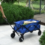 Outsunny Folding Wagon Garten Cart Collapsible Camping Trolley Steel Frame Oxford Fabric