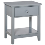 HOMCOM Freestanding Wooden Side Nightstand with Storage Drawer and Bottom Shelf, Grey