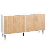 HOMCOM Modern Sideboard Buffet, Kitchen Storage Cabinet Console Table with Adjustable Shelves, Anti-Topple Design, and Large Countertop, Natural