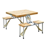 Outsunny 4 Person Wooden Portable Folding Picnic Table Set with Umbrella Hole
