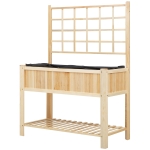 Outsunny 47'' Wooden Raised Garden Bed with Trellis, Coutryside Style Elevated Planter Box Stand with Open Storage Shelf, Spacious Planting Area for Vegetables, Herbs, Flowers