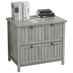HOMCOM Retro Style 2-Drawer Lateral File Cabinet Chest with Hanging Bars, Wooden Documents Storage for Letter/Legal Size, Grey