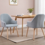 HOMCOM Set of 2 Velvet Style Dining Chair with Solid Rubber Legs Single Upholstered Seat