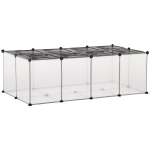 PawHut Pet Playpen with Door, Metal Mesh Cage with Mallet, Clear