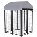 PawHut 48" x 48" Outdoor Galvanized Metal Dog Kennel Playpen with UV and Water Resistant Tarp Cover