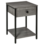 HOMCOM Rustic Side Table Night Stand w/ Storage Shelf & Drawer, Brown