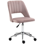 Vinsetto Ergonomic Velvet Armless Computer Swivel Upholstered Chair w/ Open Back, Pink