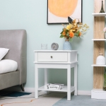 HOMCOM Modern Nightstand, Accent End Side Table with Drawer and Storage Shelf, Bedside Table for Bedroom Living Room, White