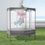 Qaba Kids Trampoline Mini Bouncer Jumper w/ Enclosure Net Elastic Safety Harness