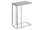 Monarch 25" Contemporary Polished Chrome Metal Frame C-Shaped Side Accent Table - Grey Cement-Look Finish