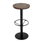 HomCom 42" Rustic Industrial Metal Stand Bar Table with Round Pinewood Top and Adjustable Footrest