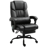 Vinsetto High Back Massage Office Desk Chair with 6-Point Vibrating Pillow, Computer Recliner Chair with Retractable Footrest, and Adjustable Lumbar Support, Black
