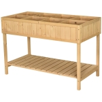 Outsunny Raised Wooden Garden Bed Grid Planter Stand with 8 Slots Perfect for Limited Garden Space to Grow Herbs Veggies and Flowers