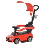 Aosom 3 in 1 Push Cars for Toddlers Ride on Push Car Stroller Sliding Walking Car with Sun Canopy Horn Sound Safety Bar Cup Holder Ride on Toy for 12-36 Months, Red