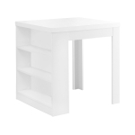 Monarch 36" x 32" Rectangular Wooden Counter Height Dining Table with Side Storage Shelves - White
