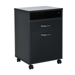 HOMCOM Mobile File Cabinet Organizer with Drawer and Cabinet, Printer Stand with Castors, Black