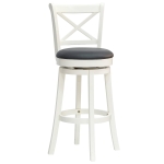 HOMCOM Swivel Barstool Armless Stool with PU Upholstered Backrest Rubberwood Legs