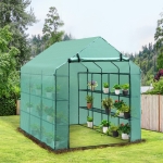 Outsunny 8'x6'x7' Walk-in Large Garden Portable Greenhouse Pop up Flower Plant Greenhouse with Shelves